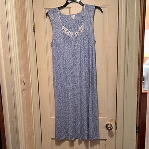 Aria Blue Floral Sleeveless Nightgown